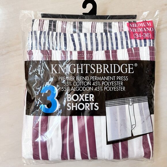 3 Vintage Kmart Knightsbridge Stripes Boxer Shorts Underwear Medium 34-36 New - Picture 1 of 7